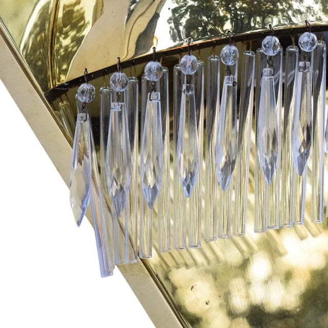 1940s Large Art Deco Style Wall Lamps with Crystals, 1940s, Set of 2 For Sale - Image 5 of 6