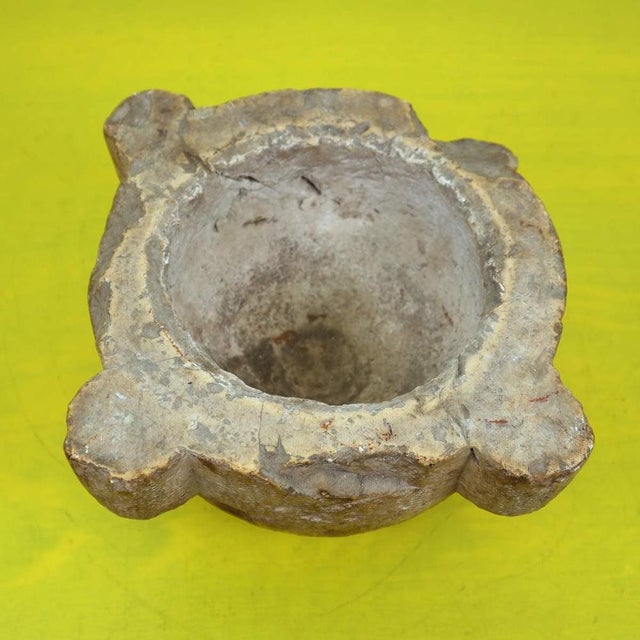 Ancient Terracotta Color Marble Mortar, in Good conditions. This piece is attributed to the mentioned designer/maker. It...