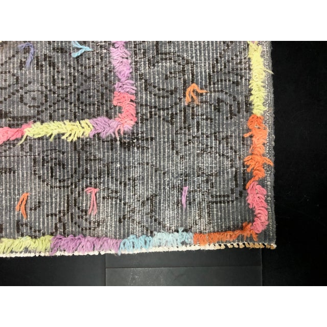 Gray Vintage Pompom Design Turkish Anatolian Rug For Sale - Image 8 of 11