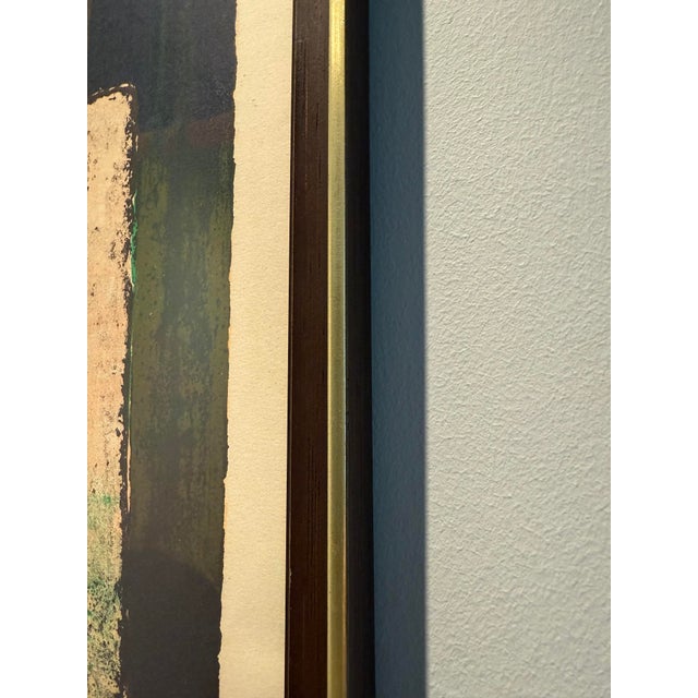 Brown Mid 20th Century Rene Genis Signed Lithograph of Flowers and Basket on a Table For Sale - Image 8 of 8