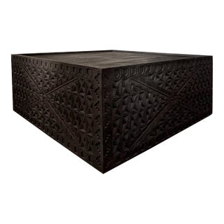 Discontinued Four Hands Maya Coffee Table in Hand Carved Reclaimed Wood For Sale