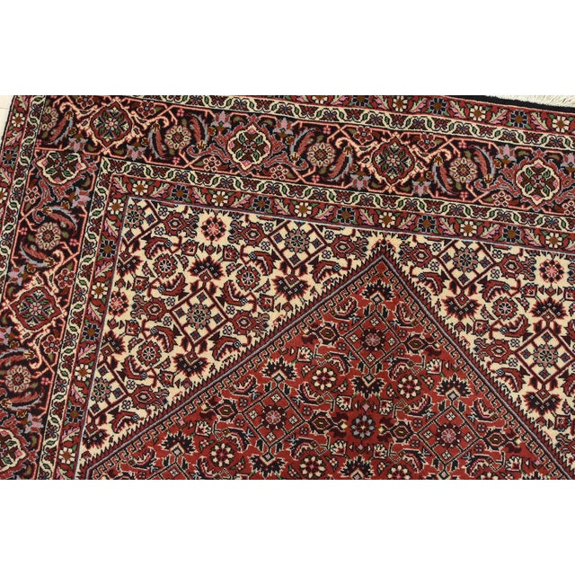 Bidjar Rug 4’8” X 6’6” Red Wool Vintage Traditional Hand-Knotted Carpet For Sale In Philadelphia - Image 6 of 12