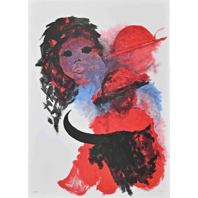 José Guevara, Bull in Red, Lithograph, 1990s For Sale - Image 4 of 4