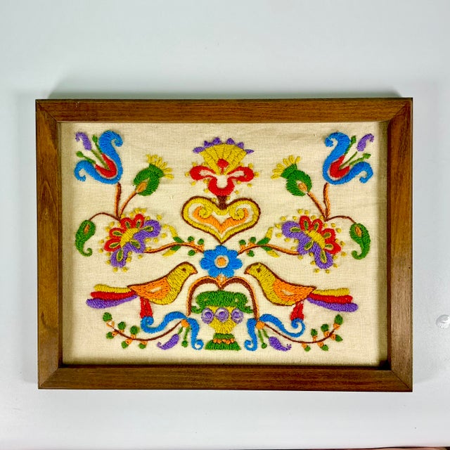 American 1930s Vintage Gustavian Arts & Crafts Americana Needlepoint Yarn Sampler, Framed. For Sale - Image 3 of 15