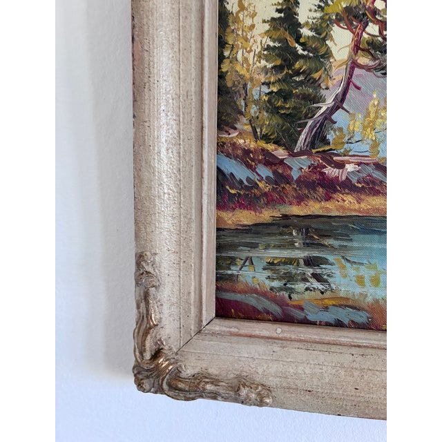 Vintage Original Landscape Oil Painting, Framed Mountain River Art For Sale - Image 12 of 16