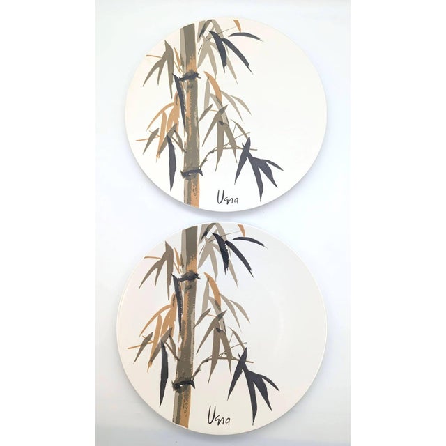 Offered is a set of 8 vintage 1970s Mikasa brand "Branch" pattern (F 7802) dinner plates depicting a Bamboo twig designed...