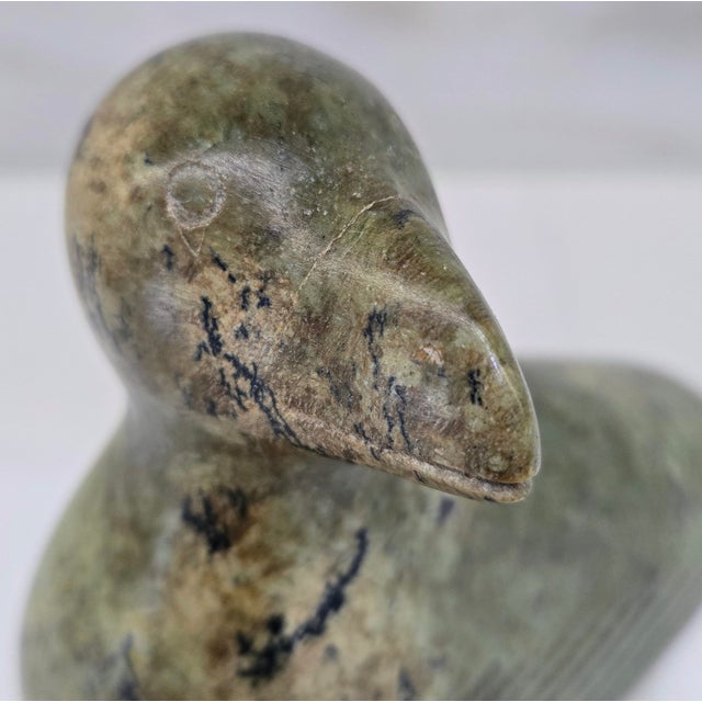 Mid-Century Inuit Soapstone Bird Sculpture, Hand-Carved & Signed in Syllabics For Sale In Dallas - Image 6 of 9