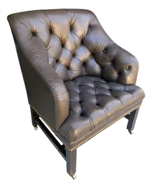Experience the Height of Classic Luxury With This Leather Chesterfield Chair With Elegant Brass Nailhead Trim.