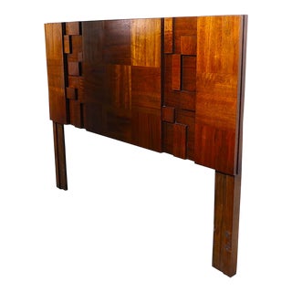 Mid Century Brutalist Lane Staccato Full Size Headboard C. 1970's For Sale
