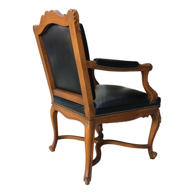 1960s Louis XV Style Leather Armchair For Sale In Dallas - Image 6 of 9