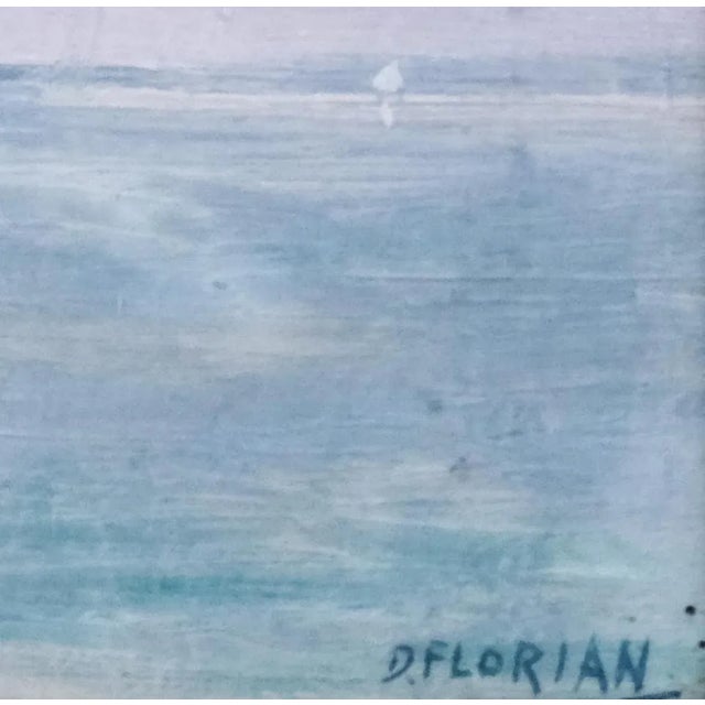 1950s Romanian Artist Dmitrie Florian Sea of the Casino Constanta Silver Coast Black Sea Oil Painting For Sale - Image 5 of 5