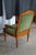 Green Vintage French Empire Style Birch Upholstered Library Accent Arm Chair Green For Sale - Image 8 of 13