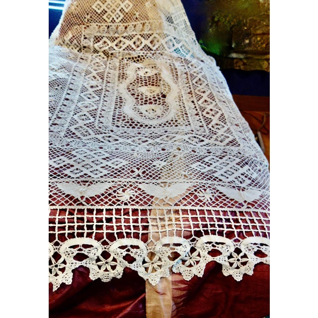 Antique Bobbin Lace Bed Throw For Sale - Image 4 of 18