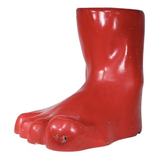 Mid 20th Century Giant Red Fiberglass Foot For Sale