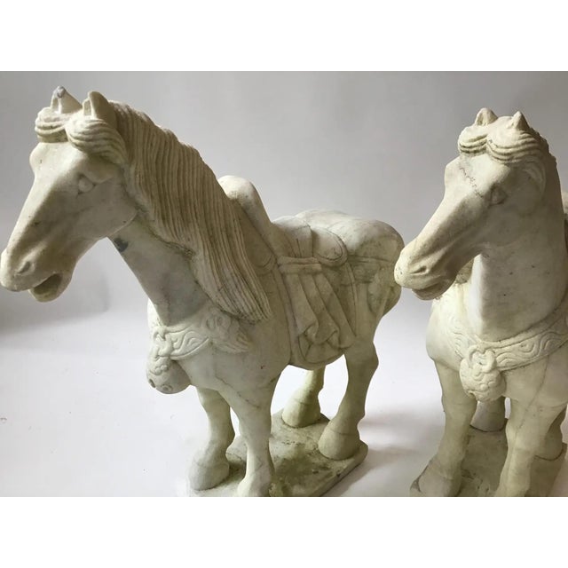 Stone Vintage Carved Marble Tang Dynasty Style Horse Figures—A Pair For Sale - Image 7 of 18