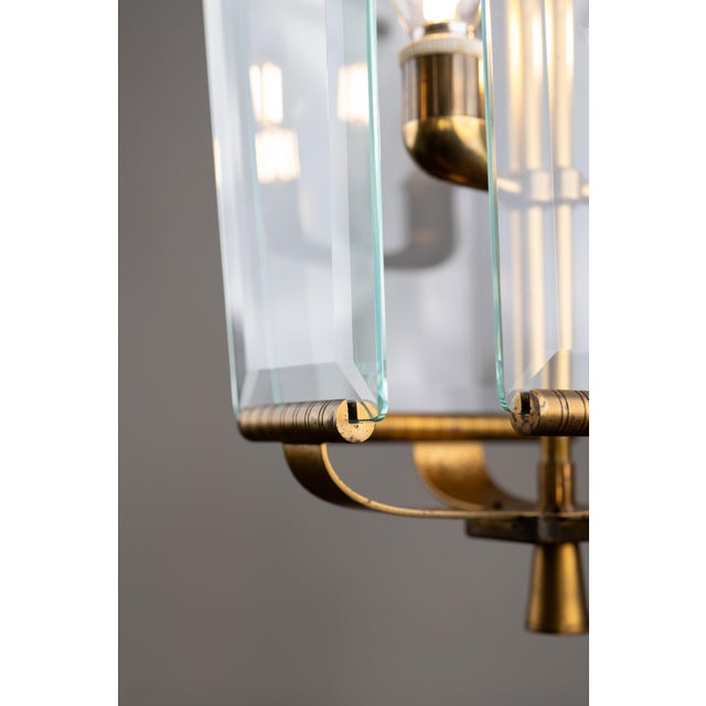 Gold Art Deco Italian Brass and Glass Lantern, 1950s For Sale - Image 8 of 11