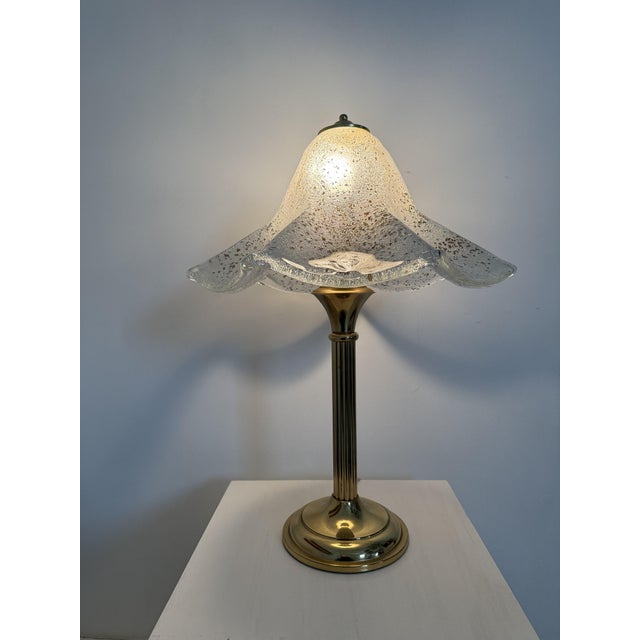 Mid-Century Glass Table Lamp with Golden Flakes, 1970s For Sale - Image 11 of 18