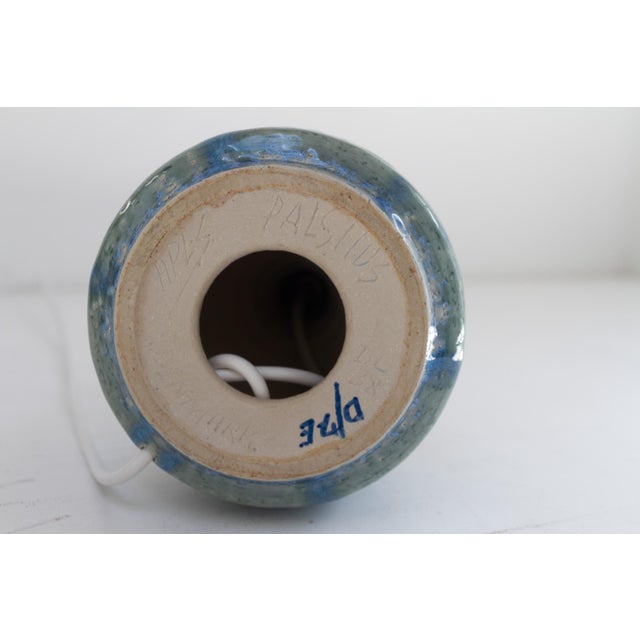 Danish Blue Stoneware Table Lamp by Linnemann- Schmidt for Palshus, 1960s For Sale - Image 6 of 18