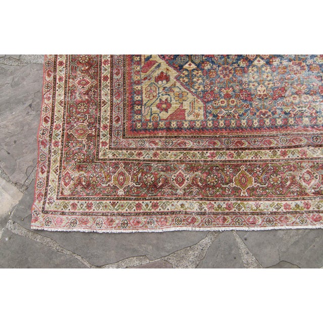 Traditional 1900s Antique Allover Blue Maroon Floral Design Hand-Knotted Rug - 8’7” X 12’8” For Sale - Image 3 of 10