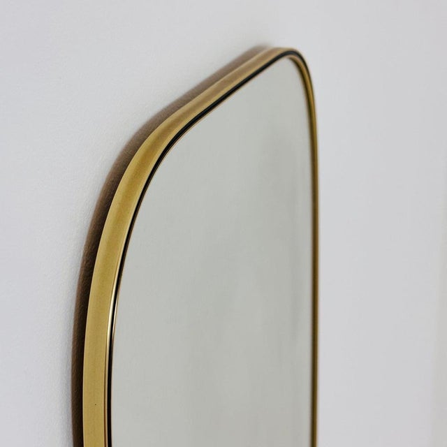 Metal Mid-Century German Asymmetric Brass Wall Mirror, 1960s For Sale - Image 7 of 11