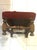 Ruby Red Antique, Diamond-Tufted, Upholstered Footstool, Deep, Ruby-Red in Coloring, White With Carved, Stacked, Ball Feet For Sale - Image 8 of 11