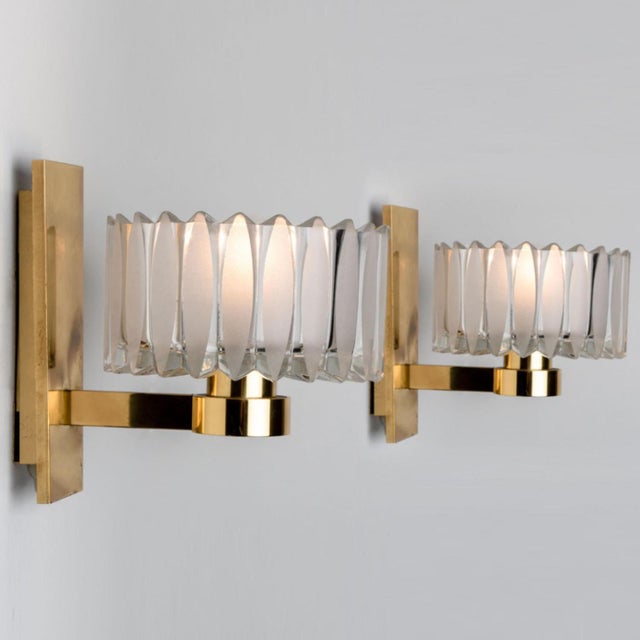 Brass and Glass Wall Lights from Hillebrand, 1970s, Set of 2 For Sale - Image 11 of 17