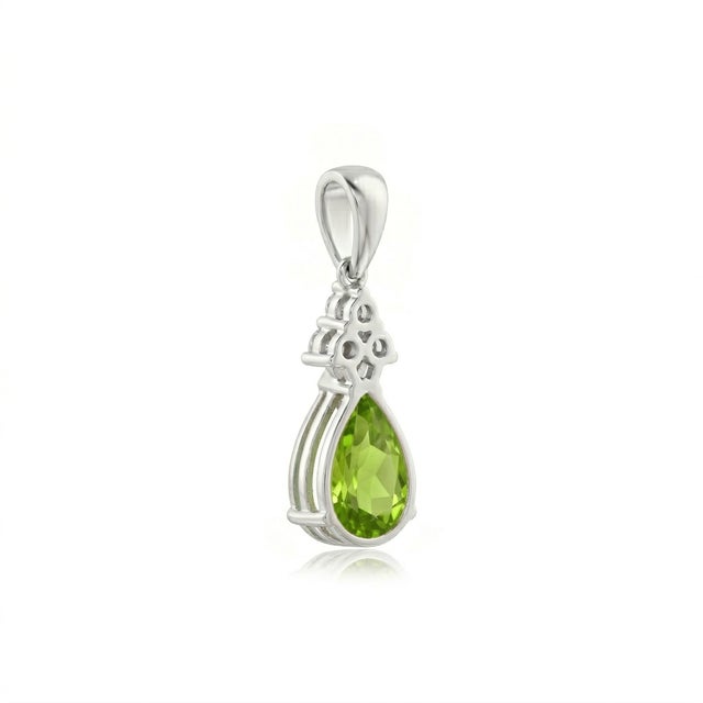 Metal Dainty Peridot & Cubic Zirconia 925 Silver Pendant, August Birthstone Pendant For Sale - Image 7 of 7