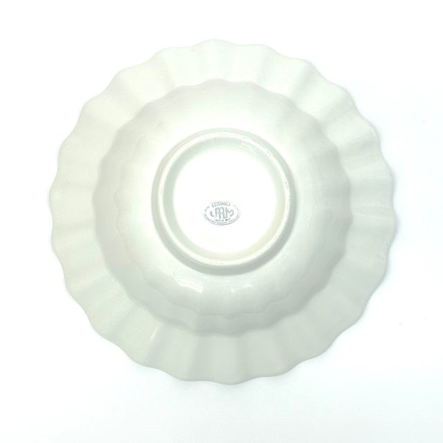 1980s Oversized Fluted Edge White Ceramic Serving Bowl, Made in Portugal For Sale - Image 9 of 10