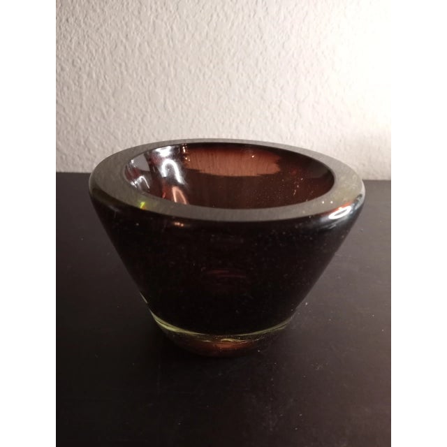 Glass Amber Glass With Bullicante Pontil Johanssen Bowl For Sale - Image 7 of 7