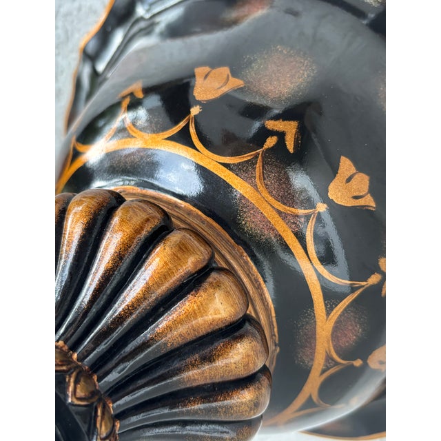 Black and Gold Decorative Pedestal Bowl For Sale - Image 14 of 15
