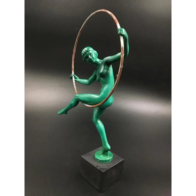 1920s Art Deco Figurine of Woman Playing with Hoop by Briand / Marcel Buraine for Max Le Verrier, France, 1920s For Sale - Image 5 of 5