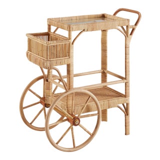 Bimini Bar Cart, Beige, Rattan For Sale