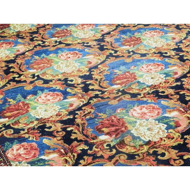 Blue 1900s Antique Hand Knotted Persian Bijar Rug 11'7"x 15'5" For Sale - Image 8 of 13