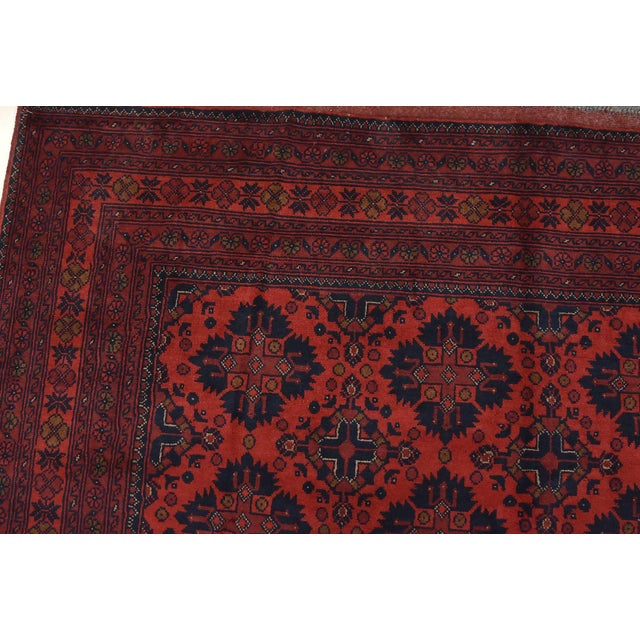 Textile Turkmen Rug 6’8” X 9’9” Red Wool Tribal Hand-Knotted Oriental Carpet For Sale - Image 7 of 14