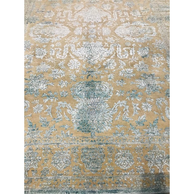 Textile Indian Wool and Silk Rug, 1970s For Sale - Image 7 of 18