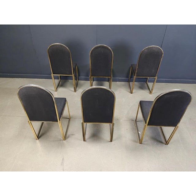 Black Vintage Brass Dining Chairs attributed to Belgochrom, 1970s, Set of 5 For Sale - Image 8 of 15