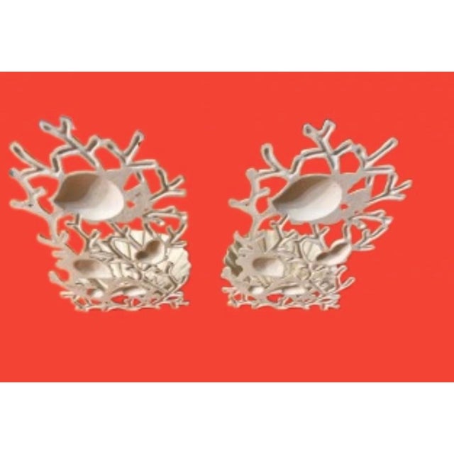 Hollywood Regency Vintage Coastal Cast - Iron Coral & Seashells Sconces - A Pair For Sale - Image 4 of 10