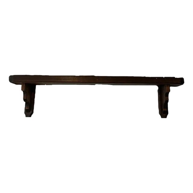 Vintage Rustic Shelf or Mantle With Decorative Corbels For Sale