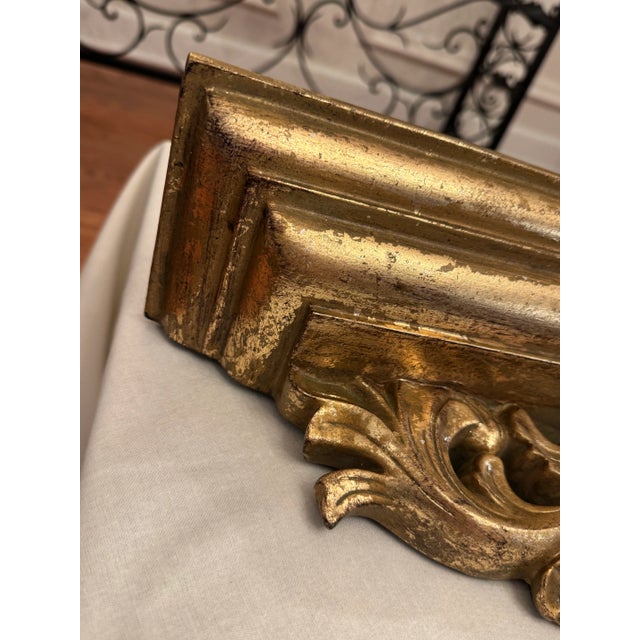 Plastic Vintage Rococo Revival Gold Leaf Wall Shelf For Sale - Image 7 of 12