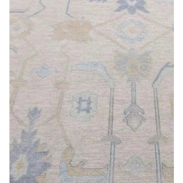 Modern Handknotted Oushak Rug in Shades of Blue with Taupe & Grey, 4' x 6' For Sale In San Antonio - Image 6 of 10