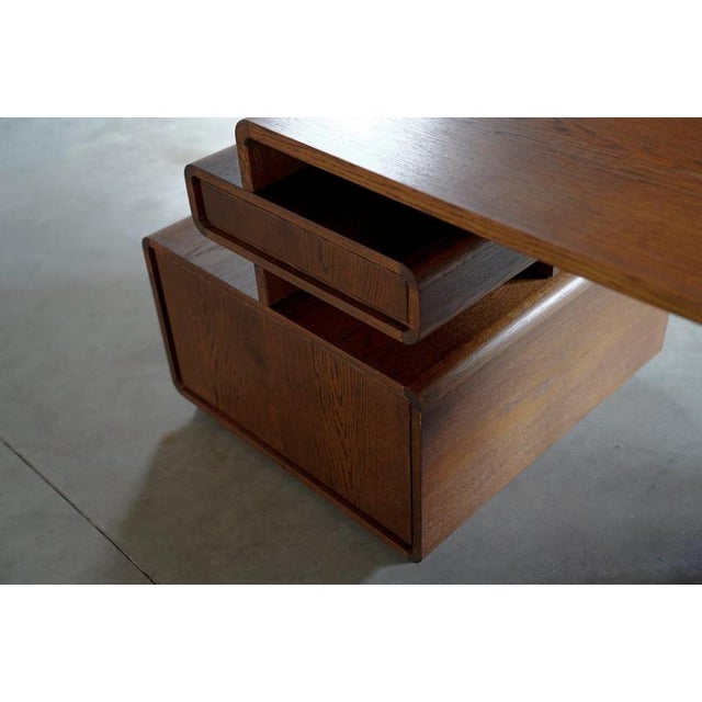 Free Standing Desk in Oak, 1970s For Sale - Image 12 of 16