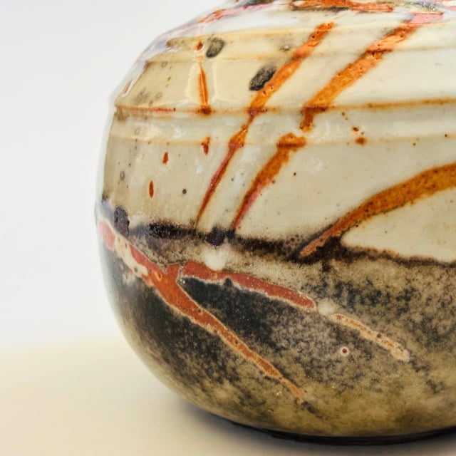 Gray and Orange Studio Pottery Vase For Sale In San Francisco - Image 6 of 10