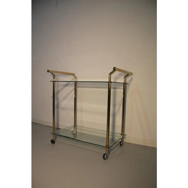 Gold & Glass Bar Cart, 1970s For Sale - Image 10 of 10
