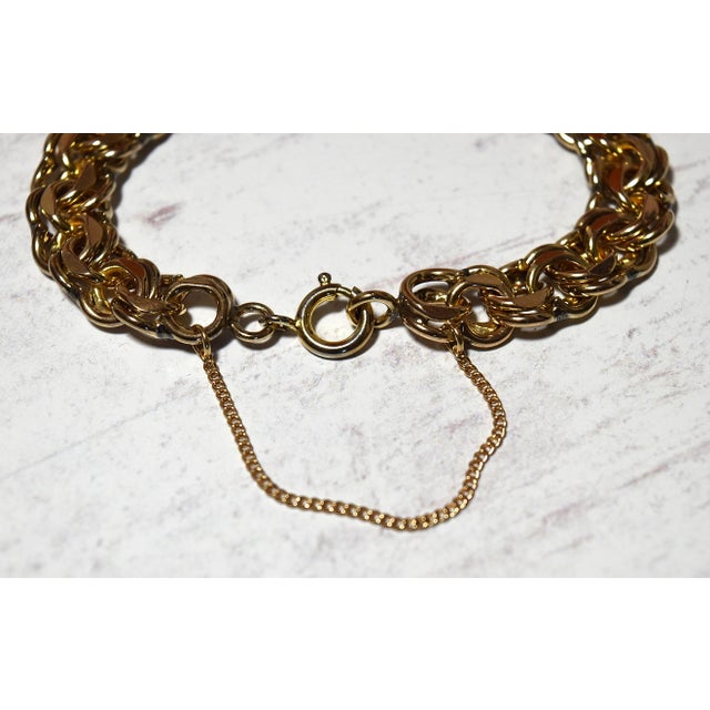 Metal Vintage Heavy Gold Filled Chain Charm Bracelet For Sale - Image 7 of 15