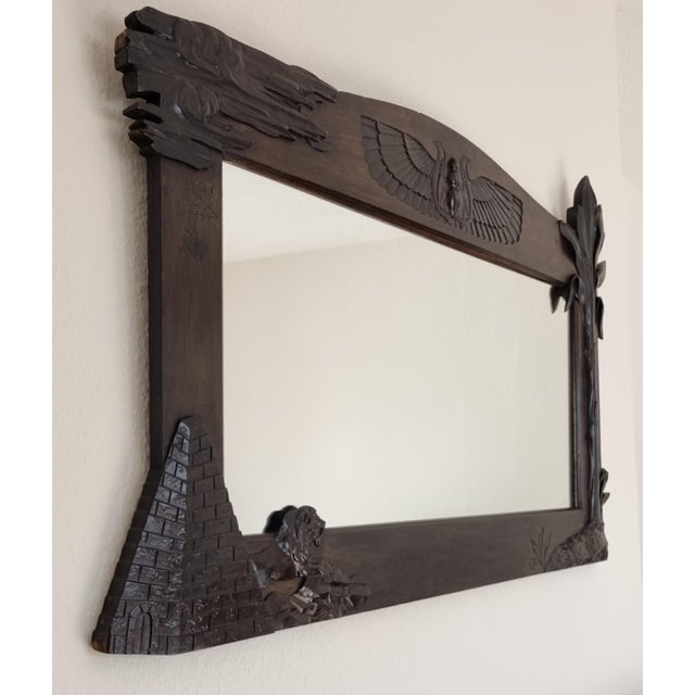 Wood Art Deco Egyptian Revival Walnut Mirrors, 1920, Set of 2 For Sale - Image 7 of 16