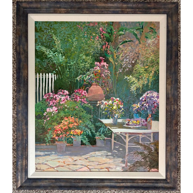 Contemporary Large Botanical Garden Landscape Oil Painting, Framed For Sale - Image 12 of 12