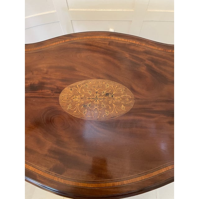 Wood Victorian Mahogany Inlaid Shaped Centre Table, 1880s For Sale - Image 7 of 13