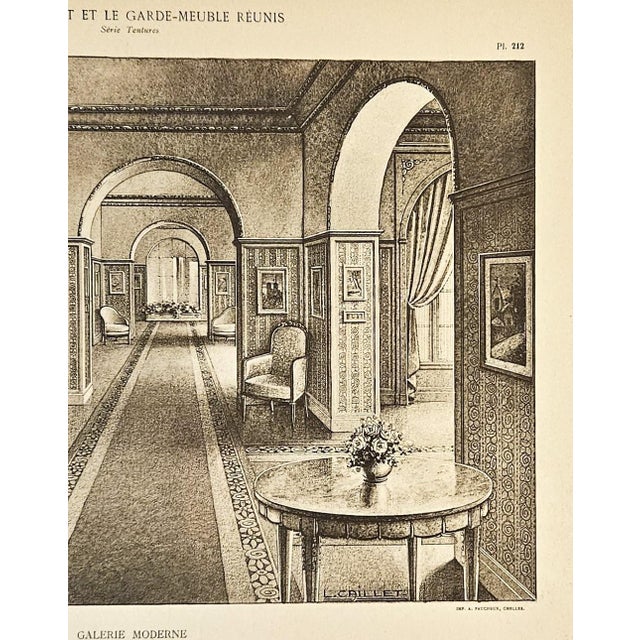 1920s French Antique Art Deco Architectual Interior Design Lithograph.-Moderne Gallerie For Sale - Image 4 of 4