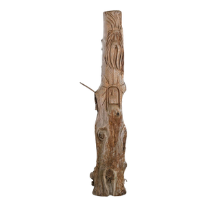 105" Tall Hand Carved Figural Wood Spirit Animals Tree Trunk Totem Sculpture