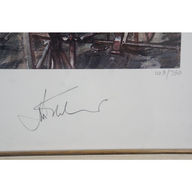 Blue Late 20th Century John Stobart Nautical Maritime Clipper Ship Sailboat Harbor Lithographs 46" For Sale - Image 8 of 18